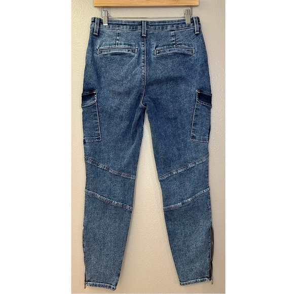 L’AGENCE Patton Skinny Cargo Jeans Solway Side Zip Mid Rise Moto Stretch - Picture 7 of 15